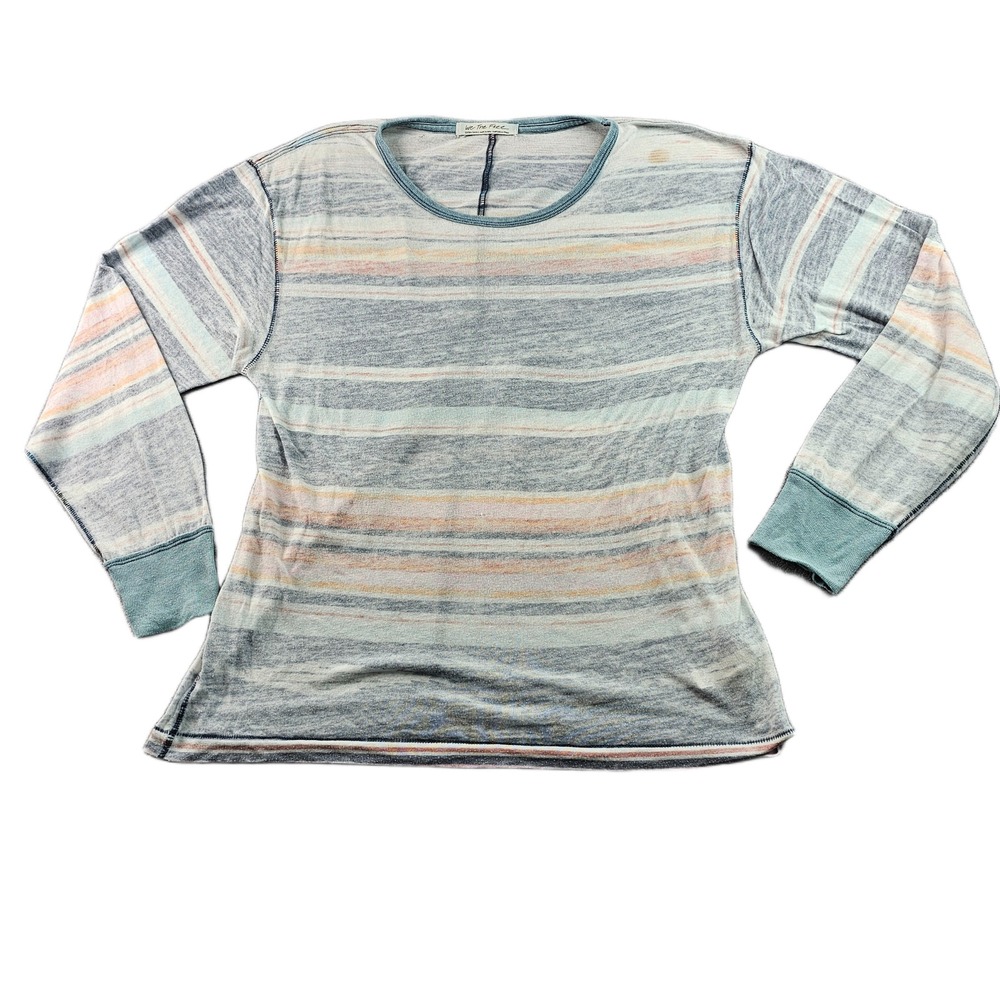 We The Free Shirt Top Women's XS‎ Multi Striped Stretch Relaxed Slouchy Pullover